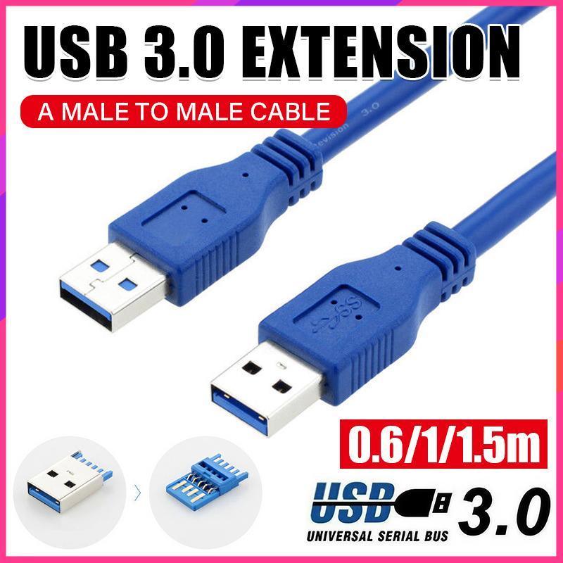 Fast USB 3.0 Super Speed Data Connection Cable Type A Male to A Male M-M Cord - 1.5 Meter