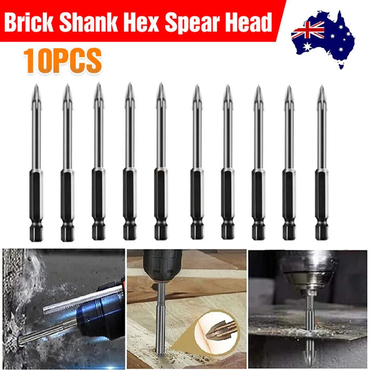 10X 6mm Hex Shank Tile Drill Bit for Porcelain Marble & Glass