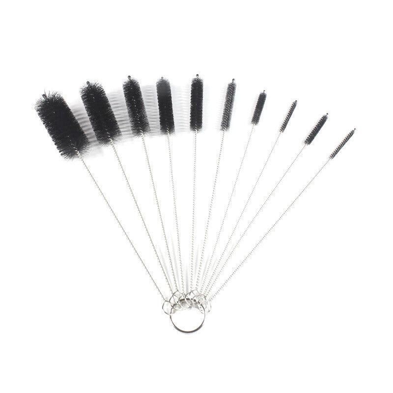 10Pcs Nylon Straw Brush Cleaner Bottle Tube Pipe Small Long Cleaning - Black