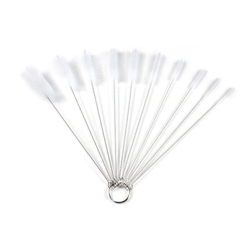 10Pcs Nylon Straw Brush Cleaner Bottle Tube Pipe Small Long Cleaning - White