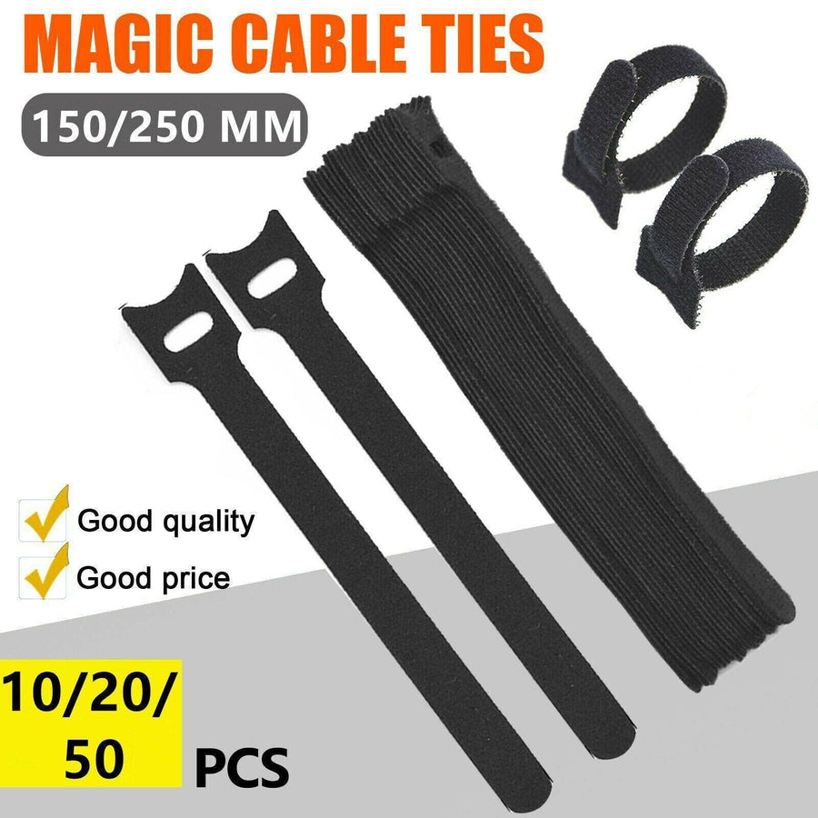 10/20/50PCS Reusable Hook and Loop Cable Ties Nylon Wire Cord Strap Organizer - 150 mm* 10 PCS