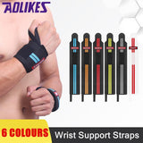 Aolikes Weight Lifting Gym Muscle Training Wrist Support Straps Wraps Hand - Black+Orange