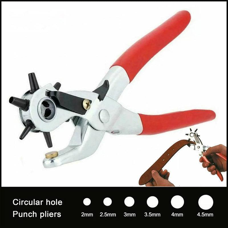 Rotating Leather Hole Punch Plier 2-4.5mm 6 Size for Belt Strap Card Craft