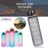 1L Water Bottle Motivational Drink Flask With Time Markings Bpa Free Sport Gym - Blue+Pink