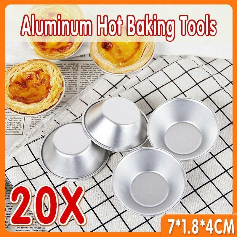 20Pcs Aluminium Egg Tart Moulds Mini Baking Cups for Pudding Tarts Cakes
