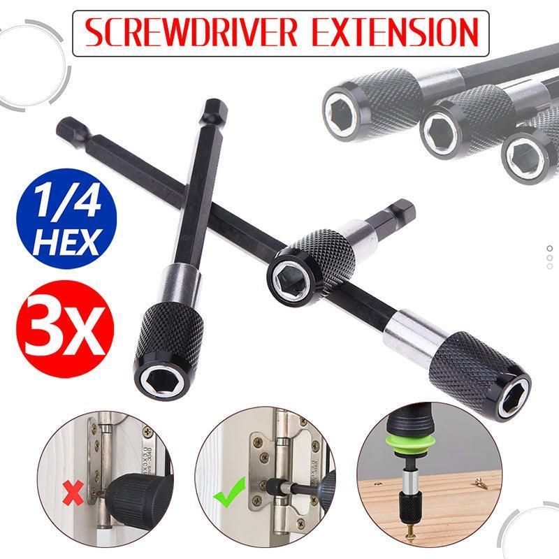 3PCS Screwdriver Bit Extension Set 1/4 Hex Shank Quick Release Drill Adapter Kit