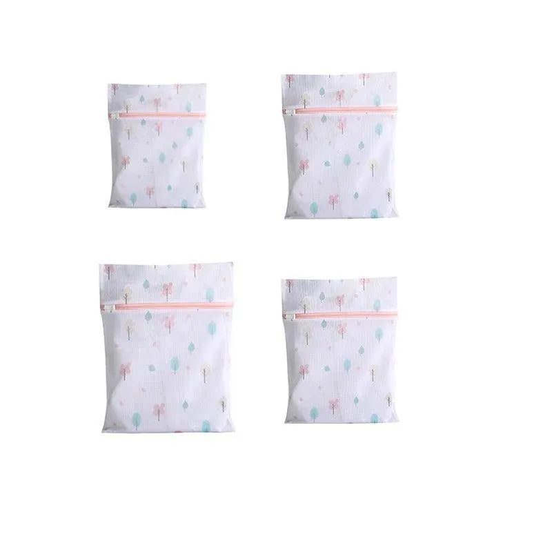 4Pcs Cute Delicates Wash Bag Laundry Lingerie Bra Washing Pack Set Clothes Case - Pink