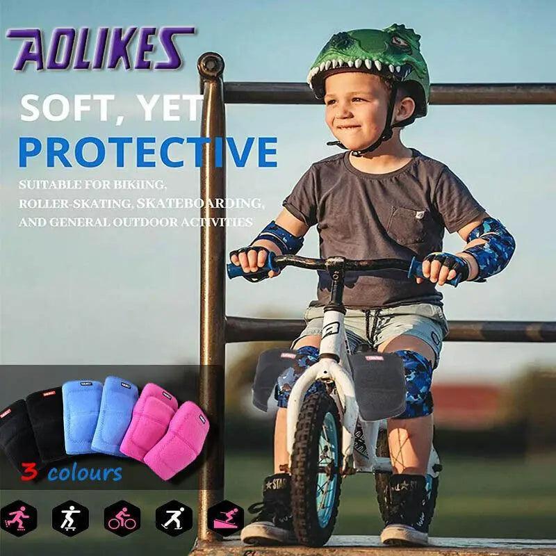 Aolikes Kid Knee Pad Crash Proof Antislip Basketball Skating Protector M Size - Black