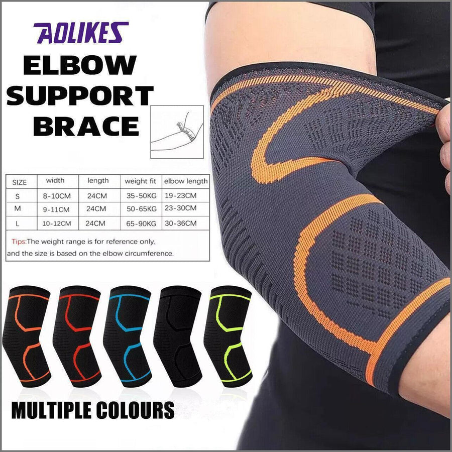 L Size AOLIKES Elbow Brace Support Compression Arm Sleeve Sport Gym Joint Pain Relief - Green *1 Unit