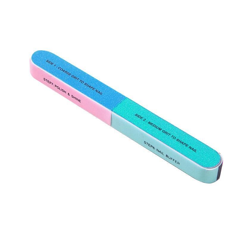 7 Way Professional Natural Nail File Straight Buffer Sanding Manicure Tools - 5 PCS
