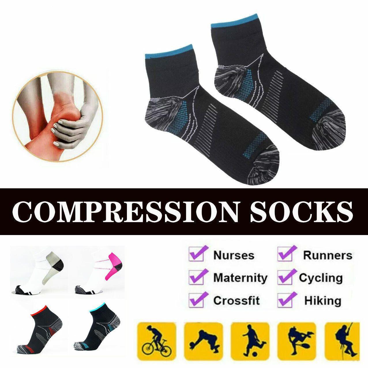 L XL Ankle Compression Socks for Foot Support and Daily Comfort Unisex - Black-Red