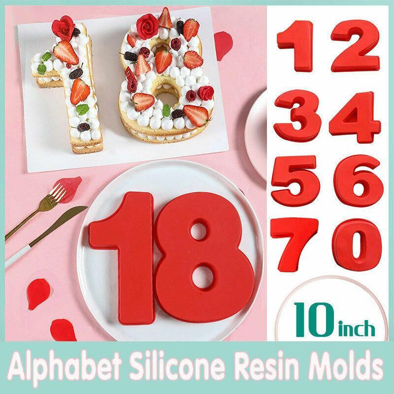 10 Inch Silicone Number Cake Mould Birthday Baking Pan Fondant Tools - 6 or 9