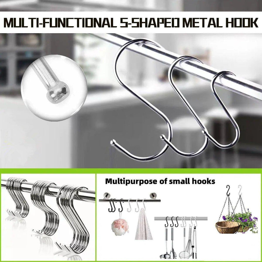 8cm Stainless Steel S Shape Hooks Kitchen Hanger Rack Clothes Hanging Plant Holders - 10PCS