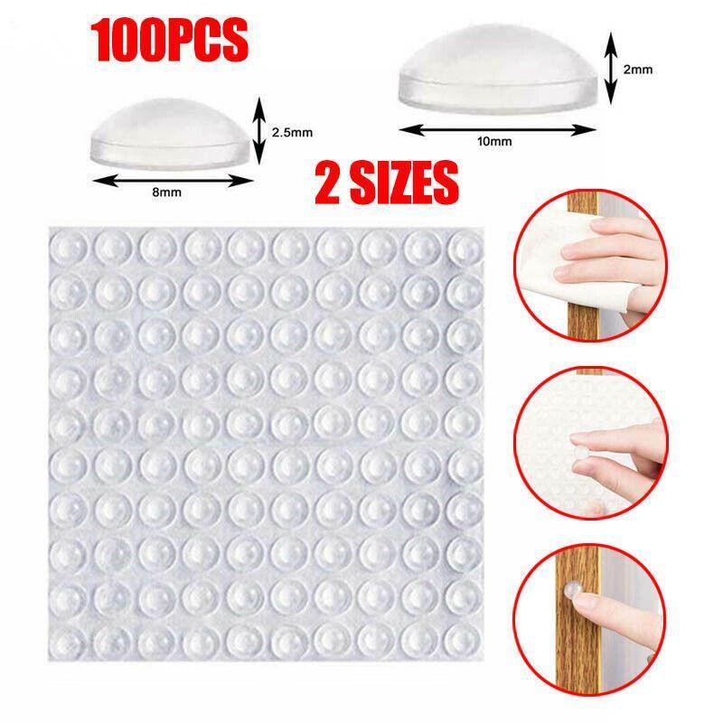 100PCS Clear Silicone Bumper Pads Self Adhesive Door Drawer Cabinet Furniture Stopper - 100PCS-10*2mm