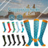 L/XL Size Compression Socks Unisex Adult Nursing Travel Stocking Sport - Black Lemon