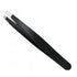 Stainless Steel Hair Eyebrow Tweezers Plucker Puller Beauty Slanted Nail Tip - Black