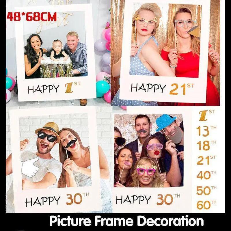 1Th 18Th-60Th Photo Booth Props Picture Frame Wedding Birthday Party Decoration - Happy 50TH
