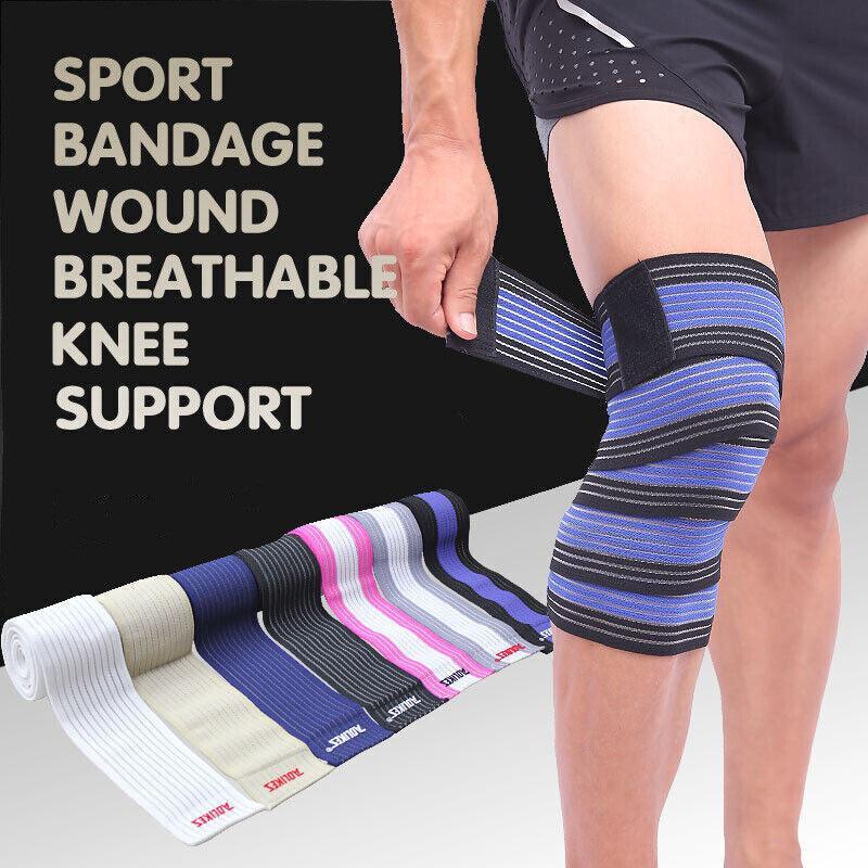 Sports Gym Bandage Wrap Compression Strap Wrist Knee Leg Ankle Elbow Band 180Cm - Blue