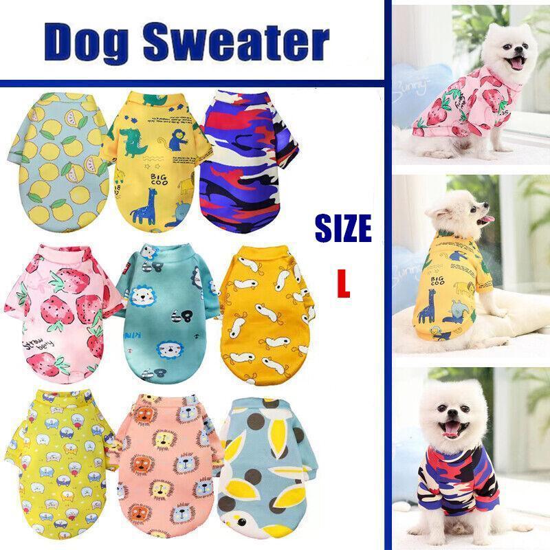 L Size Cute Pet Dog Warm Jumper Sweater Clothes Puppy Cat Knitwear Knitted Coats Winter - Green Lemon