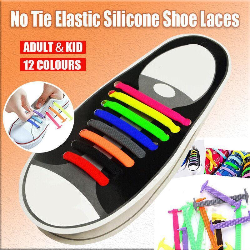No Tie Elastic Silicone Shoe Laces 16PCS Shoelaces for Sneakers and Runners - Brown 16PCS