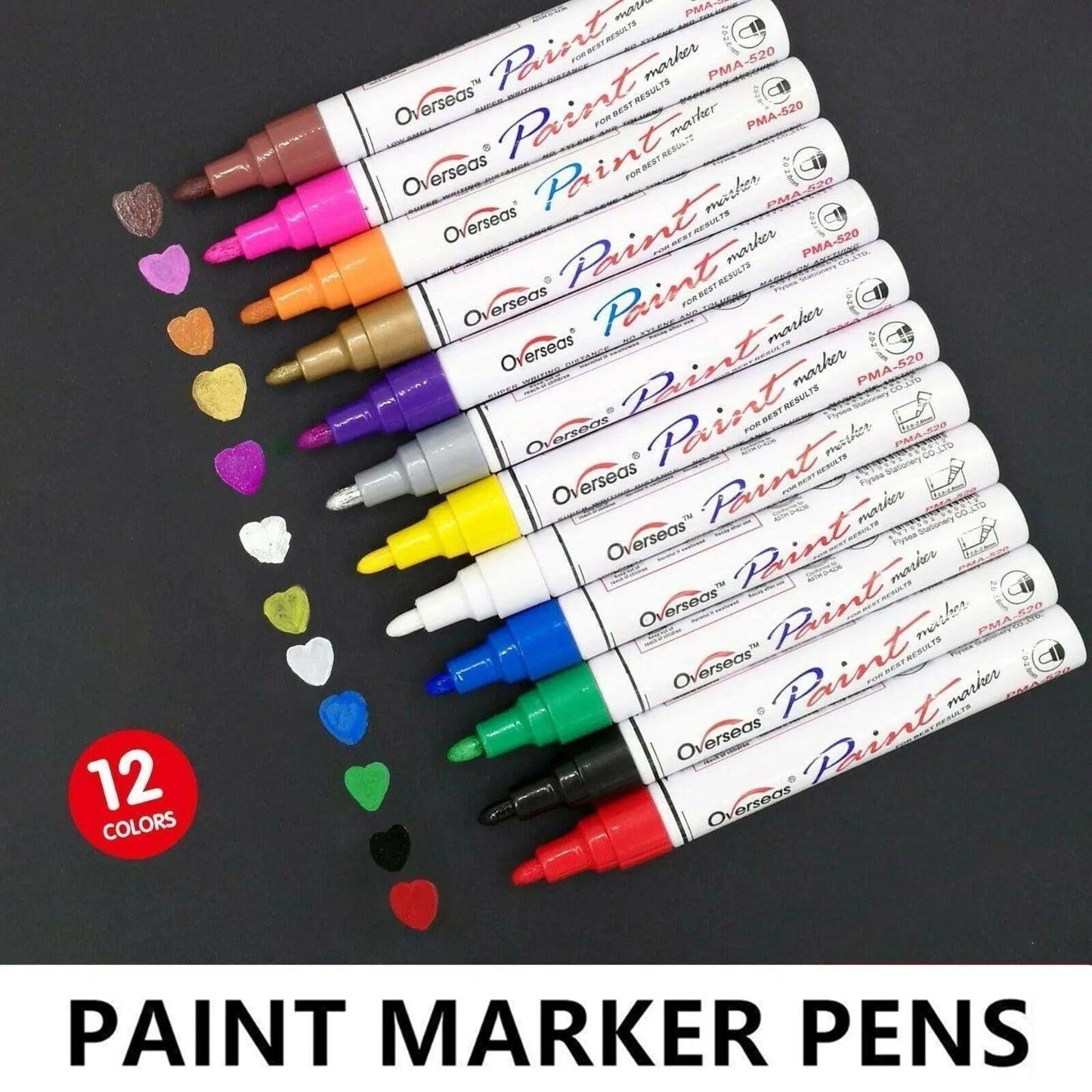 Multicolour Permanent Paint Marker Pens for Tyre Metal Glass Rubber - White