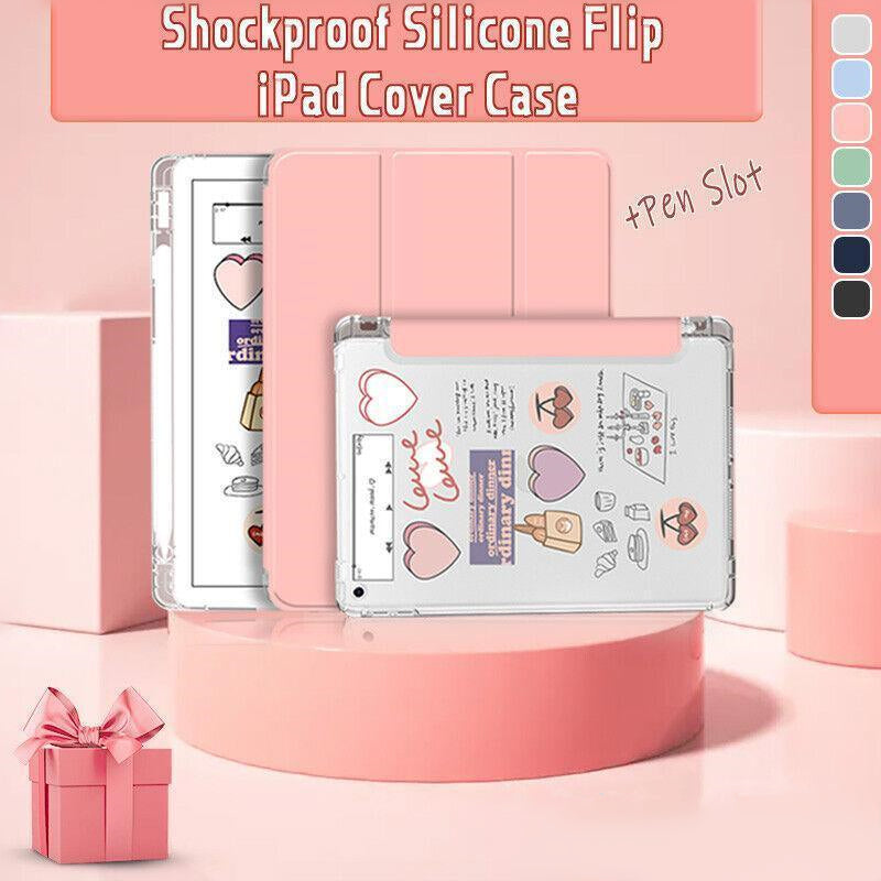 Shockproof Silicone iPad Air 4 Cover with Pencil Slot and Smart Wake - Dark Green