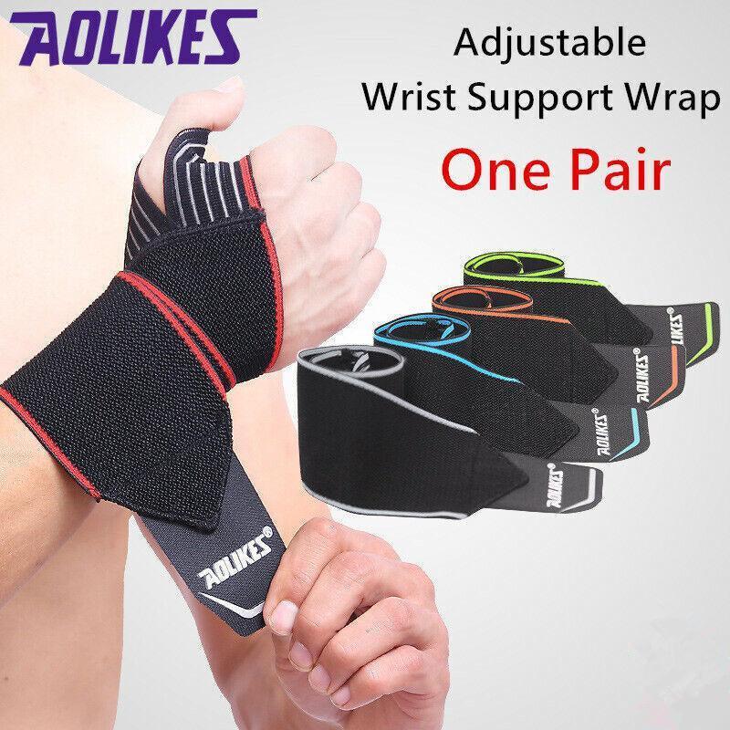 Aolikes 1 Pair Adjustable Wrist Support Wrap Strap Compression Hand Brace Au - Red (1 Pair)