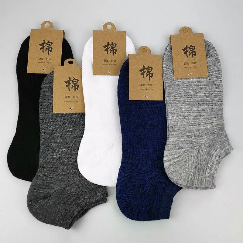 5X Pairs Low Cut Socks Cotton Soft Breathable Non-Slip Casual Ankle - White (5 Pairs)