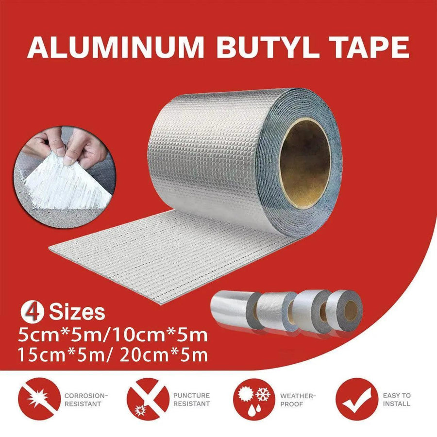 5M Waterproof Tape Butyl Rubber Aluminium Foil Roof Pipe Caravan Repair Flashing - 5cm* 5m* 1 Unit