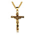 Men Stainless Steel Gold Silver Black Jesus Crucifix Pendant Chain Necklace Gold&Black - with 3*55cm rolo chain