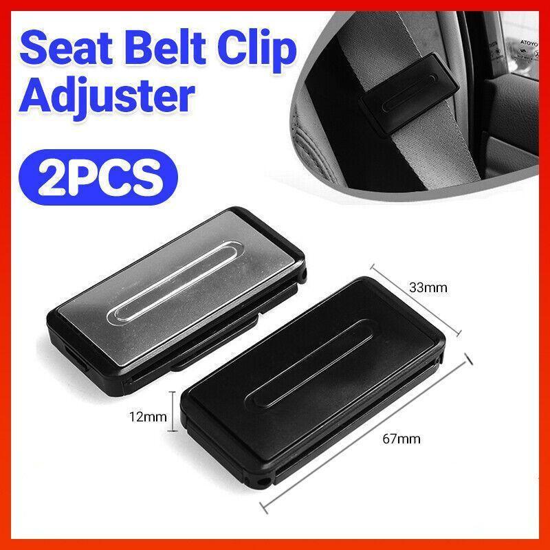 2X Car Shoulder Strap Positioning Clip Buckle Adjuster for Driving Comfort - Black