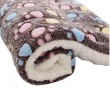 L Size Puppy Dog Cat Cushion Mattress Blanket Bed Soft Warm Pad Winter Kennel House - Brown Footprint