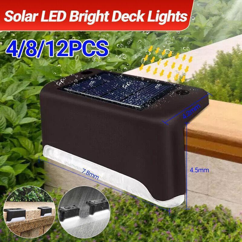 Solar Led Deck Lights Path Garden Patio Pathway Stairs Step Fence Lamp Outdoor - 4PCS