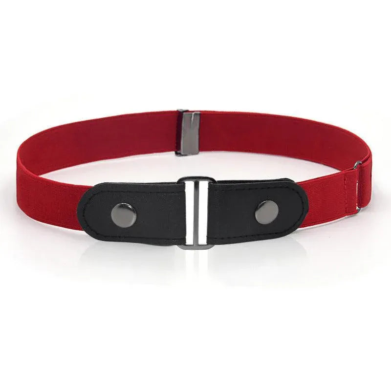 Buckle-Free Elastic Invisible Comfortable Womens No Bulge Hassle Belt For Jeans - Red