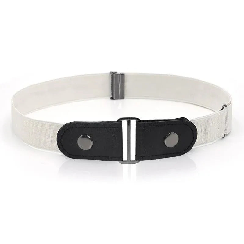 Buckle-Free Elastic Invisible Comfortable Womens No Bulge Hassle Belt For Jeans - White