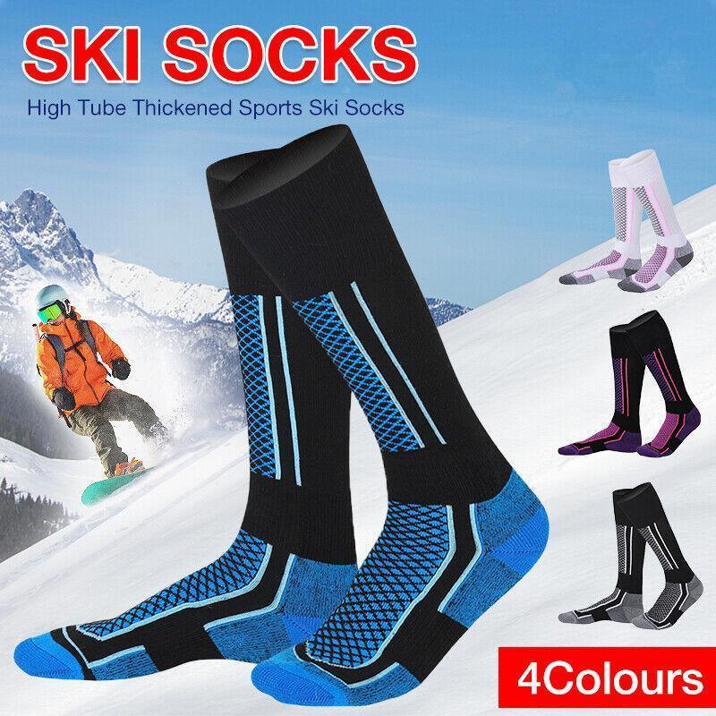 Men Women Long Warm Breathable Ski Socks Thicken Winter Sports Socks Au Stock - Purple&Black(33-39)