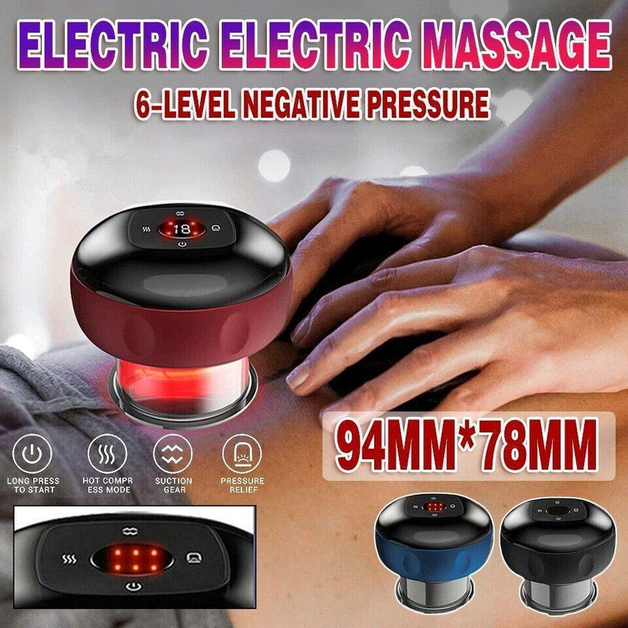 Electric Intelligent Vacuum Cupping Therapy Red Light Heating Body Slimming - Black