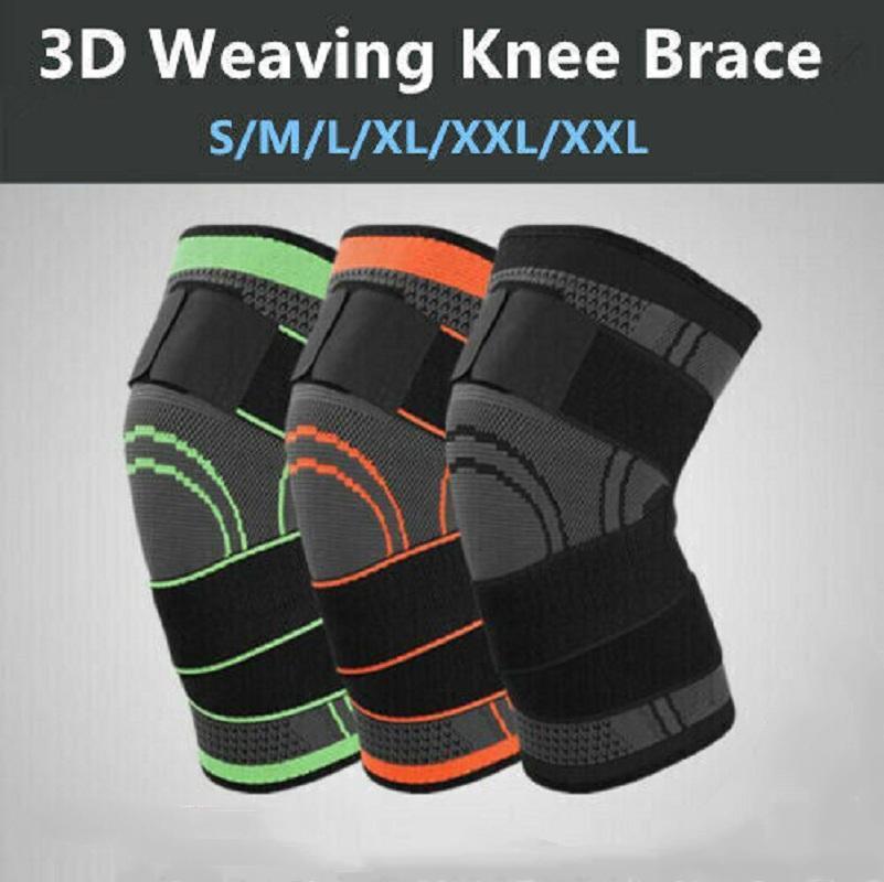 3D Weaving Knee Brace Breathable Sleeve Support Running Jogging Joint Pain Leg Black - Black-M