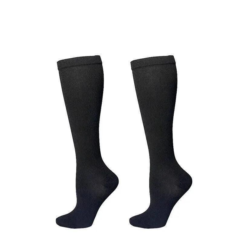 L/XL Compression Socks Women Men Nursing Travel Sport Stocking Running - Black
