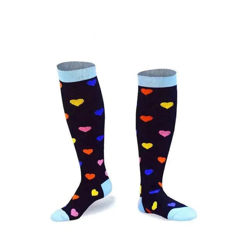 L/XL Compression Socks Women Men Nursing Travel Sport Stocking Running - Colour Love