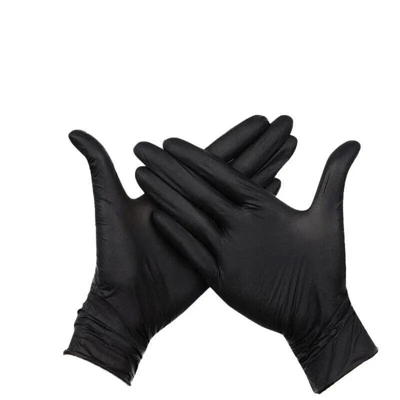 Thick Black Nitrile Gloves Industrial Mechanic Tattoo Tradie Rubber Protection - XL