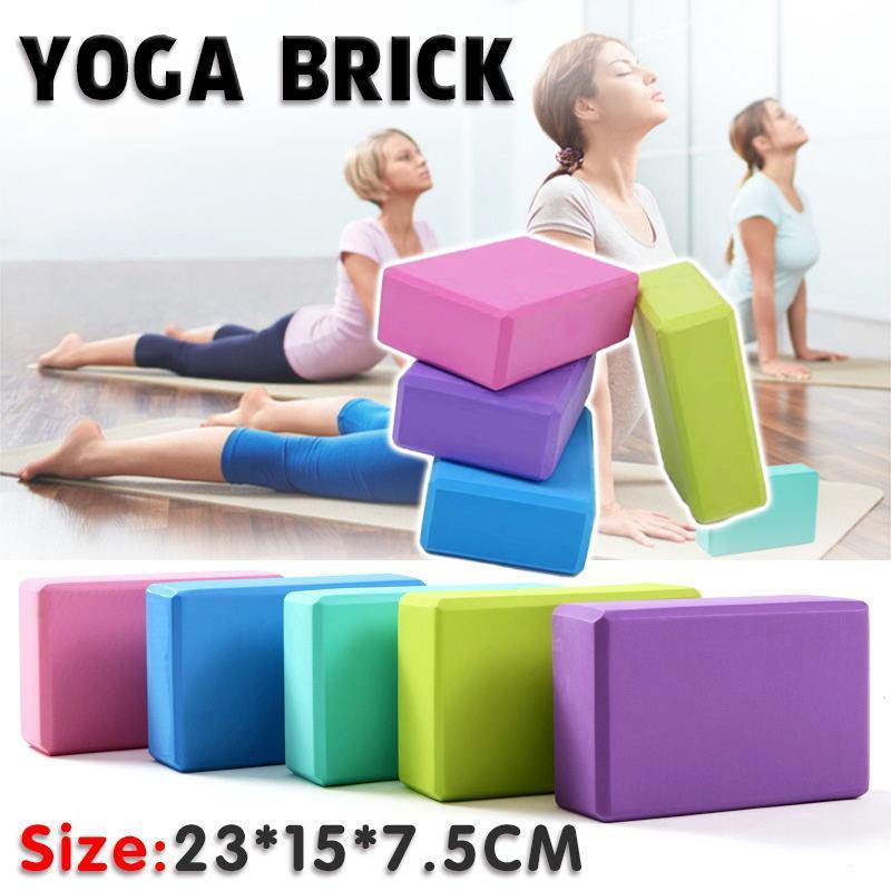 2PCS Yoga Blocks Foam Brick Fitness Exercise Stretch Gym Pilates Tool - Blue