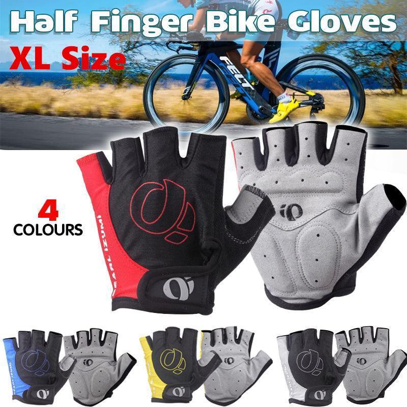 XL Size Cycling Bicycle Half Finger Bike Gloves Unisex Anti Slip Padded - Grey
