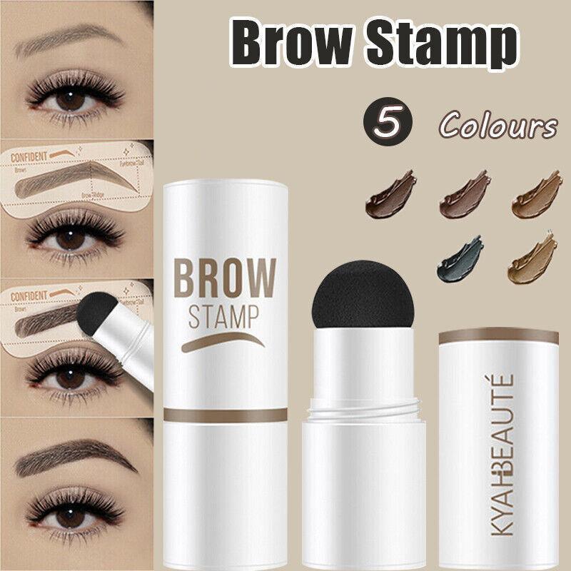 Eyebrow Shaping Kit Waterproof One Step Perfect Brow Stamp Stencils Makeup Set - Dark Brown