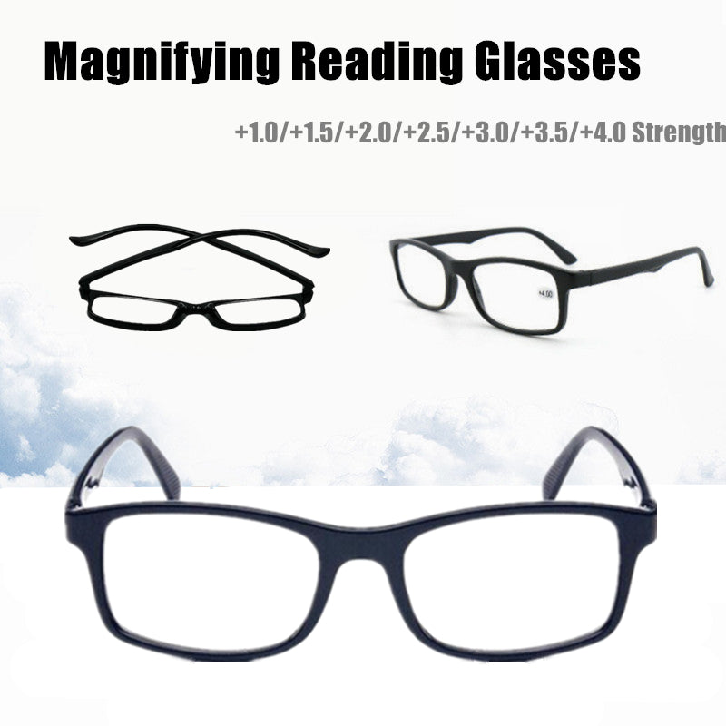 Black 6 Pairs Mens Ladies Wayfarer Frame Magnifying Reading Glasses Nerd Spectacl - +4.00 Strength