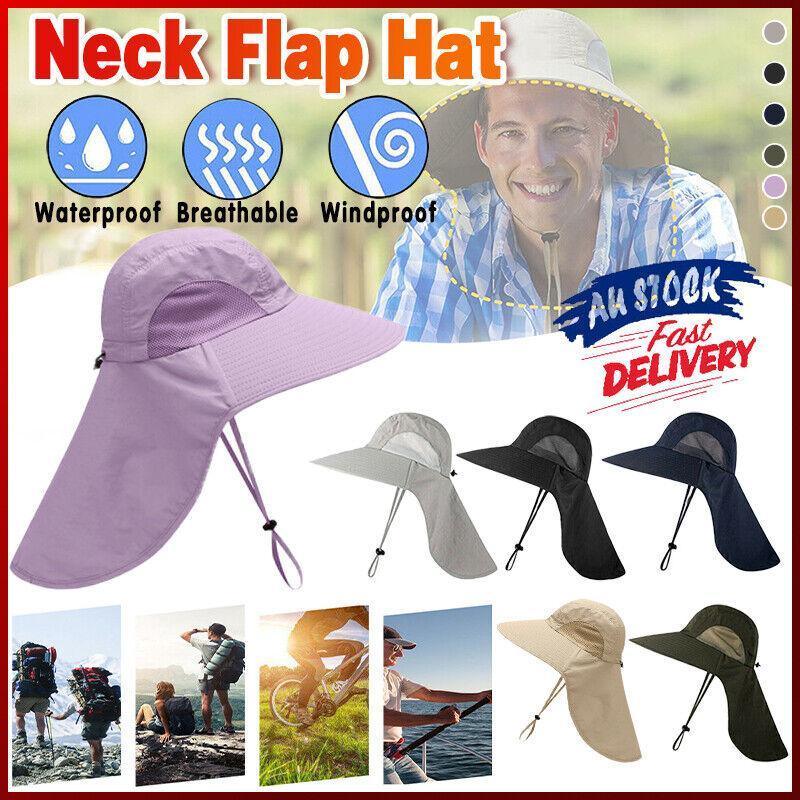 1x Neck Flap Cap Unisex Outdoor Sport Fishing Hat Sun Protection Wide Brim Cover - Purple