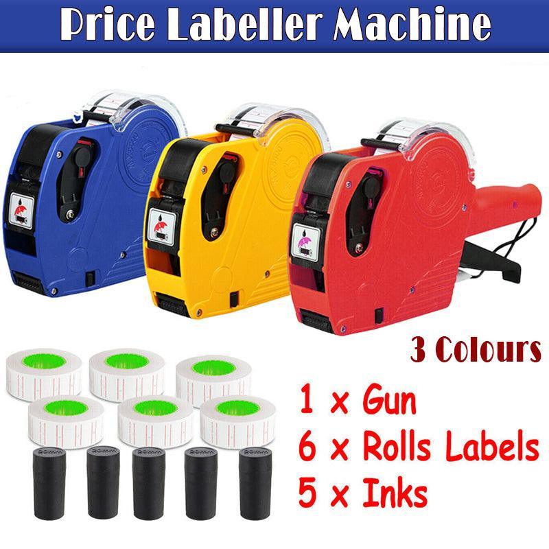 Tag Gun Labeller Kit With 6 Rolls Labels And 5 Inks Roller - Yellow