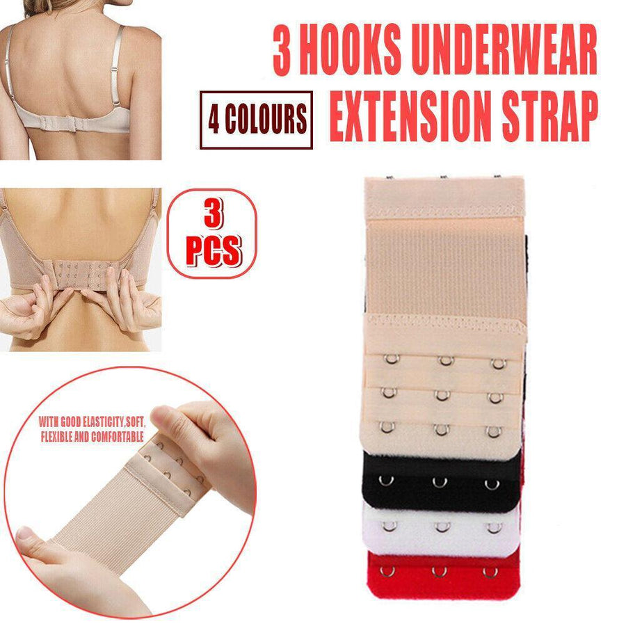 3 Hooks Underwear Extension Bra Buckle Bra Extender Hook Brassiere Strap - White
