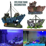 Aquarium Fish Tank Boat Ornament Pirate Ships Resin Landscape Underwater Decor - BB Boat