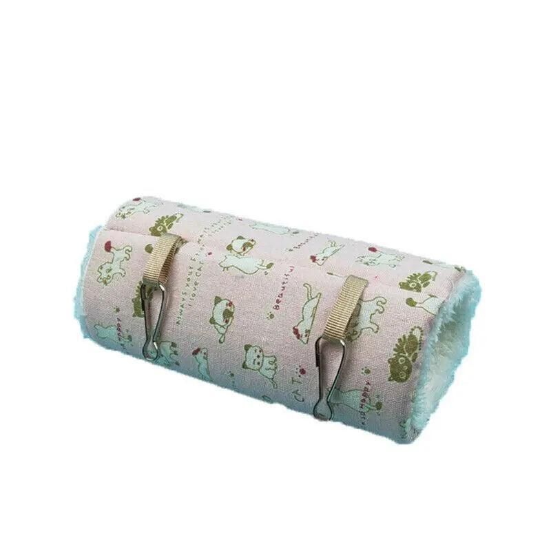 Pet Tunnel Hammock Linen Plush Cotton Cage Hanging Guinea Pig Hamster Warm Sleep - Pink Cat